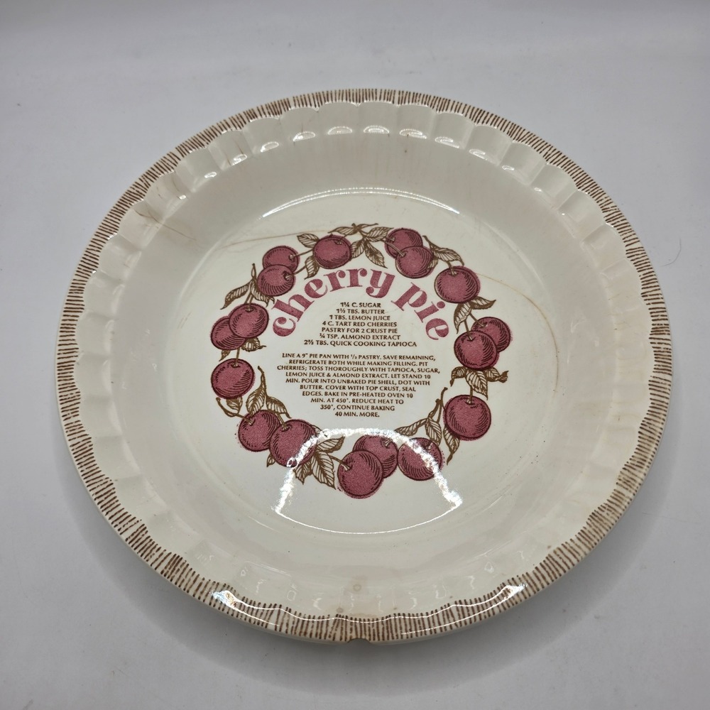 Royal China Country Harvest Cherry Pie Recipe Plate Ironstone Fluted Vintage Pan